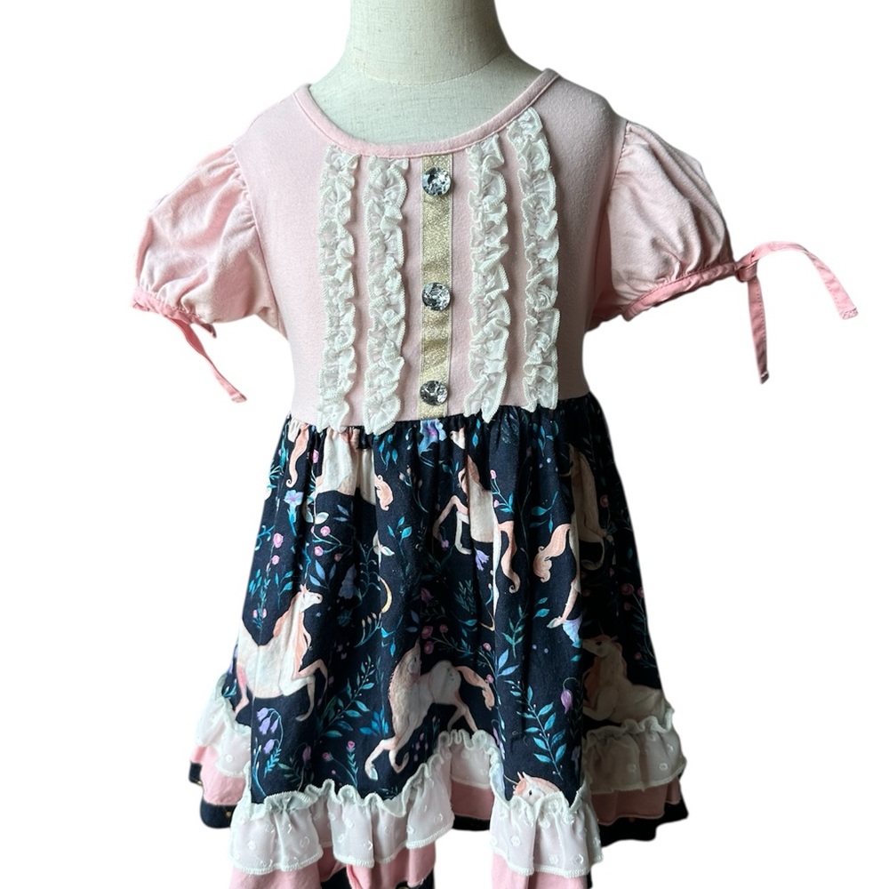 SOLD‼️‼️RICRAC & RUFFLES Editions Pink Dress with Lace Details SIZE 4T